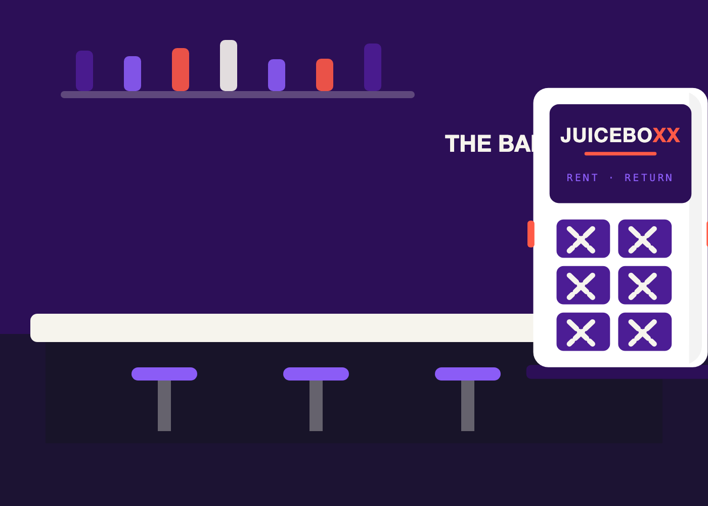 A Juice Boxx terminal at the bar, where guests stay charged all night